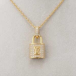 ✨Louis Vuitton LV✨ Authentic Gold Diamond Padlock with Gold-Tone Necklace 🔓✨💖